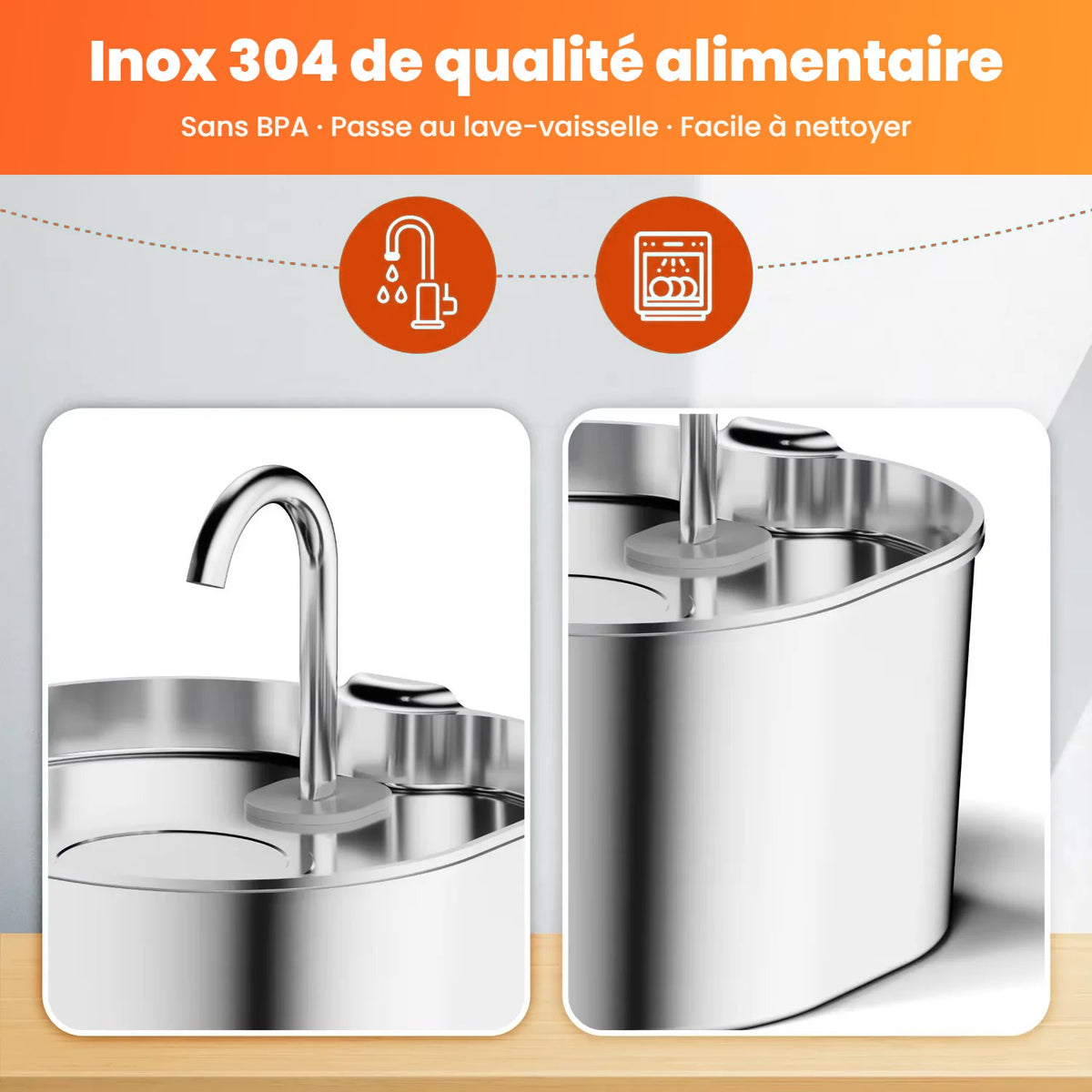 Plateau en inox 304 de qualité alimentaire, sans BPA